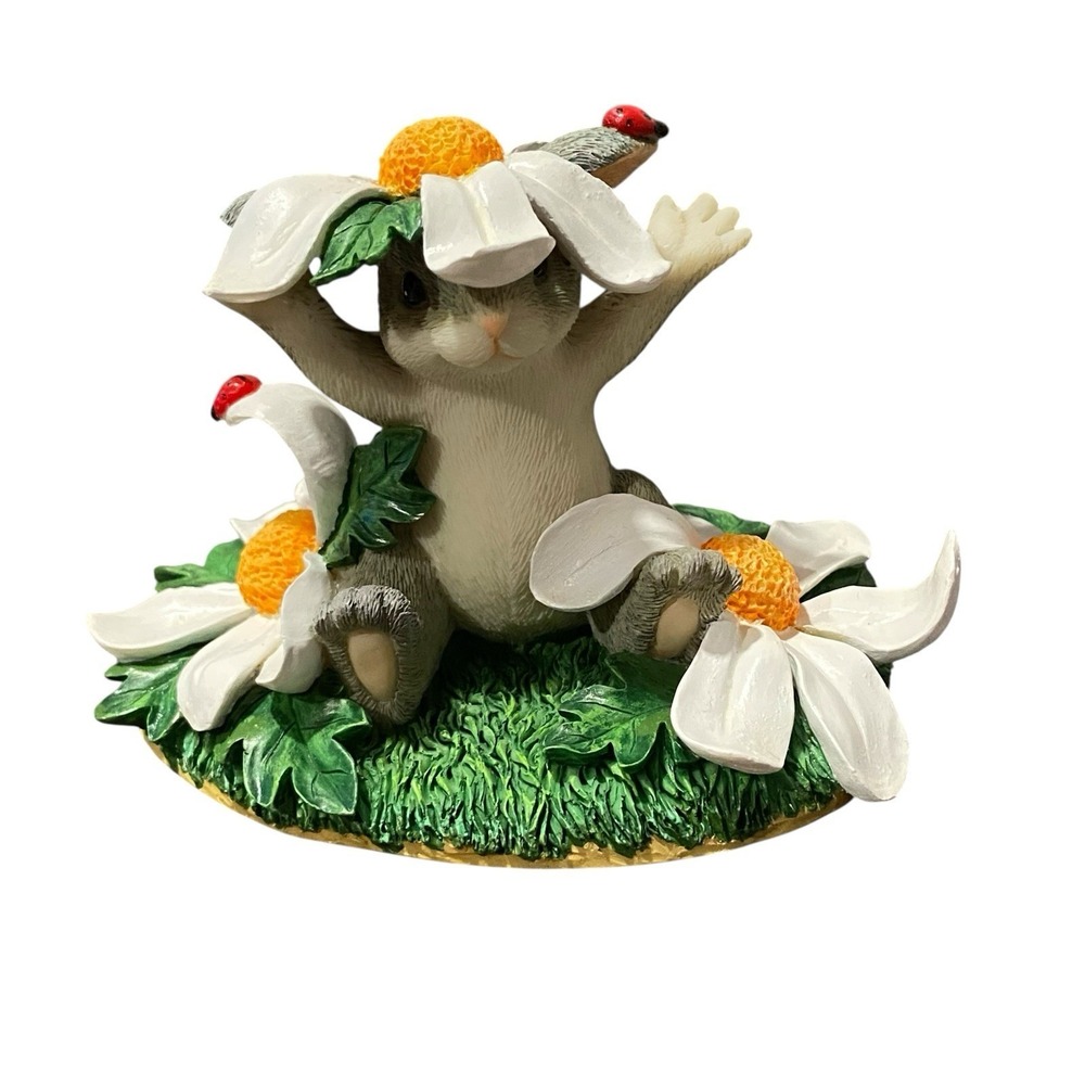Charming Tails MY SPRING‎ BONNET 98/204 Rabbit Flower Hat Figurine  1998